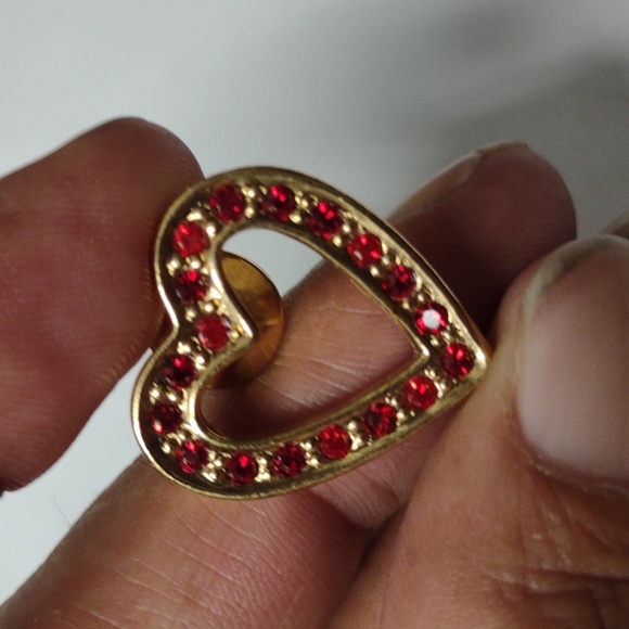 Avon Jewelry - Avon red and gold toned heat lapel pin